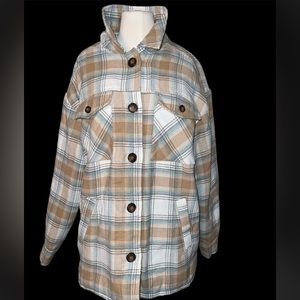 SHOP HAILL | WOMENS WOOL PLAID BUTTON UP POCKETED HEAVYWEIGHT COAT